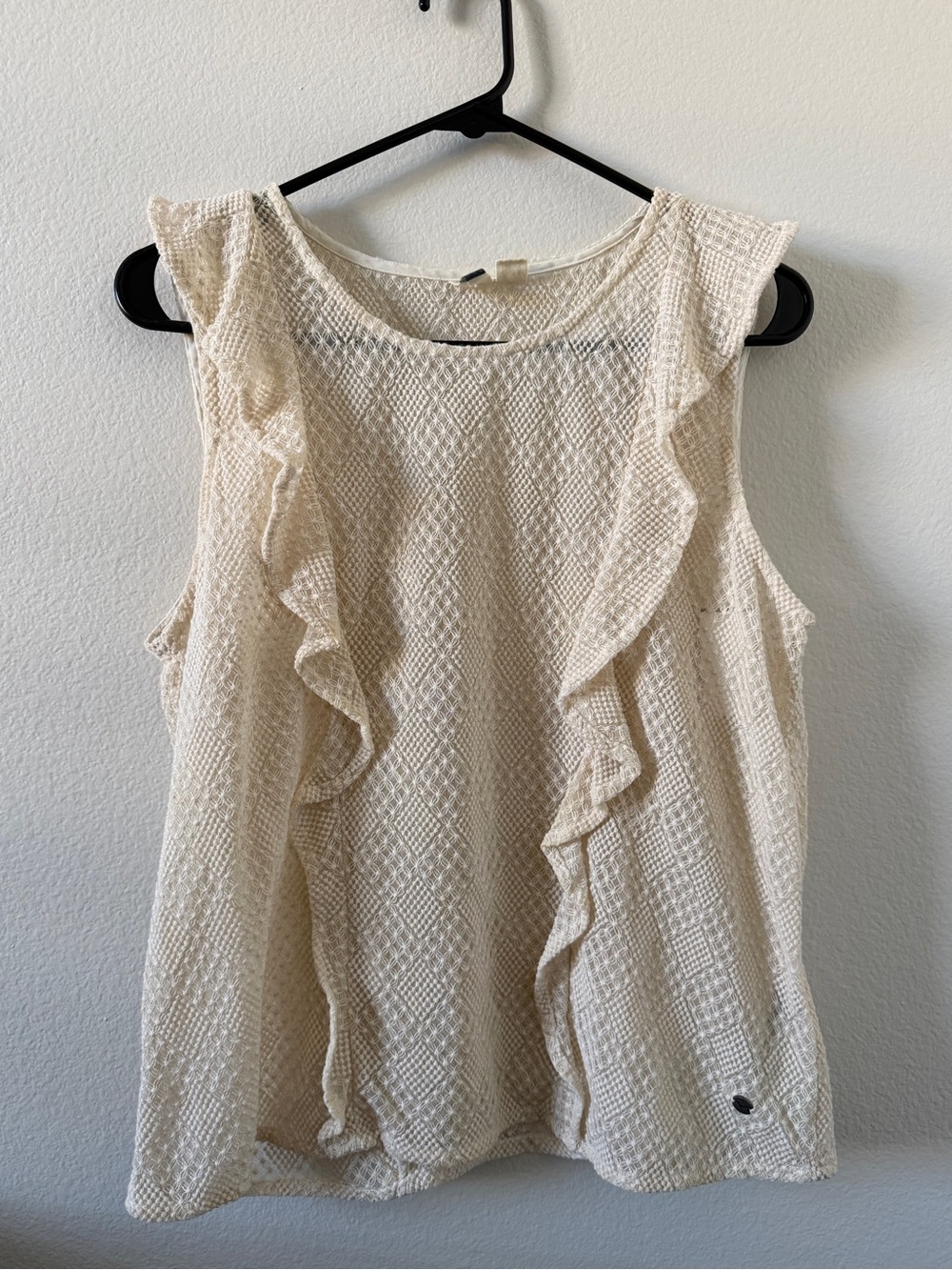 Roxy Ruffled Lace Tank Top in Cream